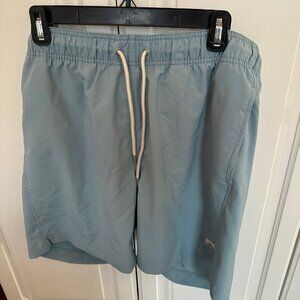 Faherty Men's Light Blue Mesh Lined Swimsuit Size Large Two Pocket Elastic Waist
